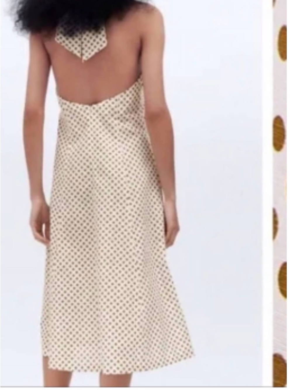 Zara Cream Halter Midi Dress with Brown Dot Print - Picture 2 of 5